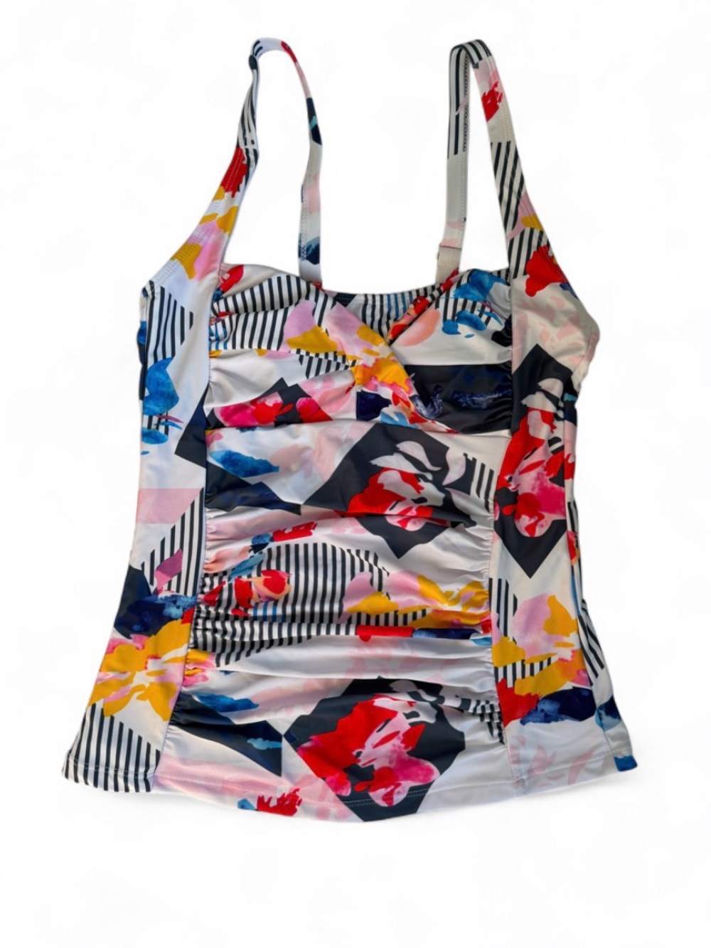 NWT SeaFancy Tankini Top Swim Floral Stripe Geometric S Maximalist Beach Pool